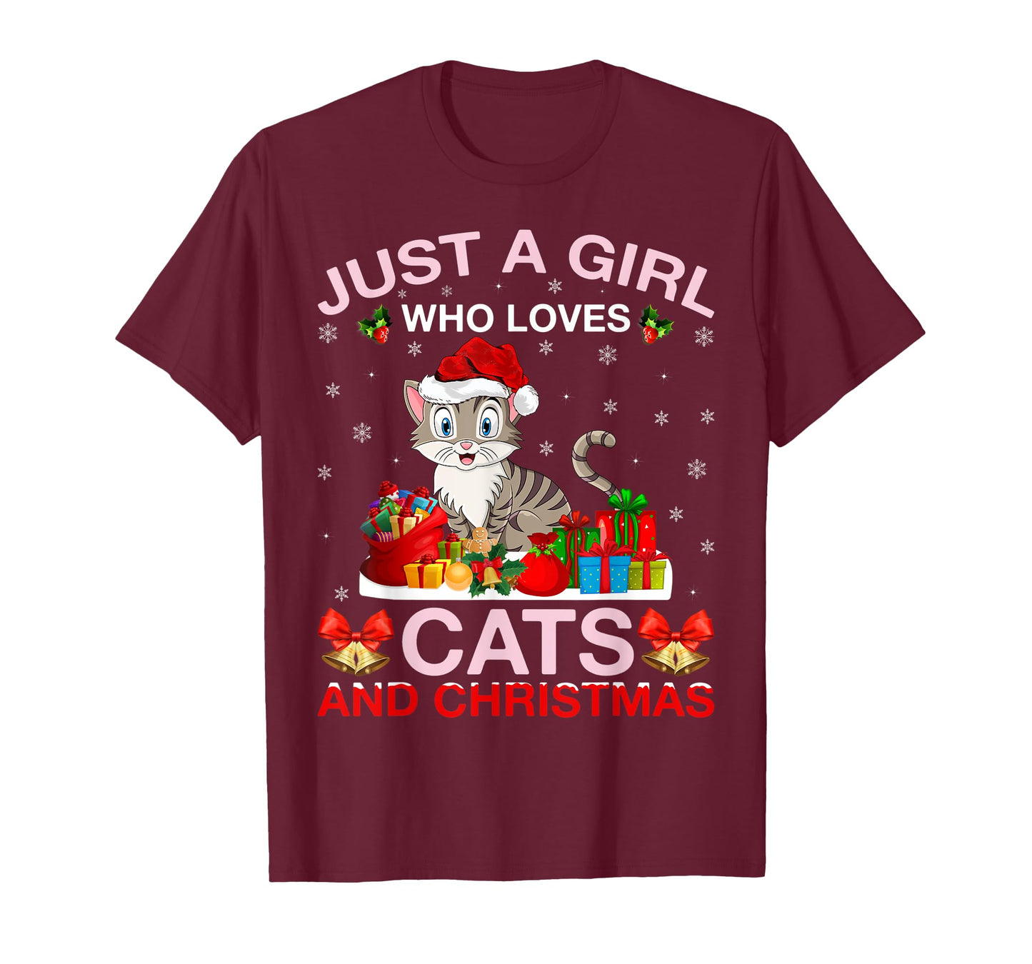 Just A Girl Who Love Cats And Christmas T-Shirt