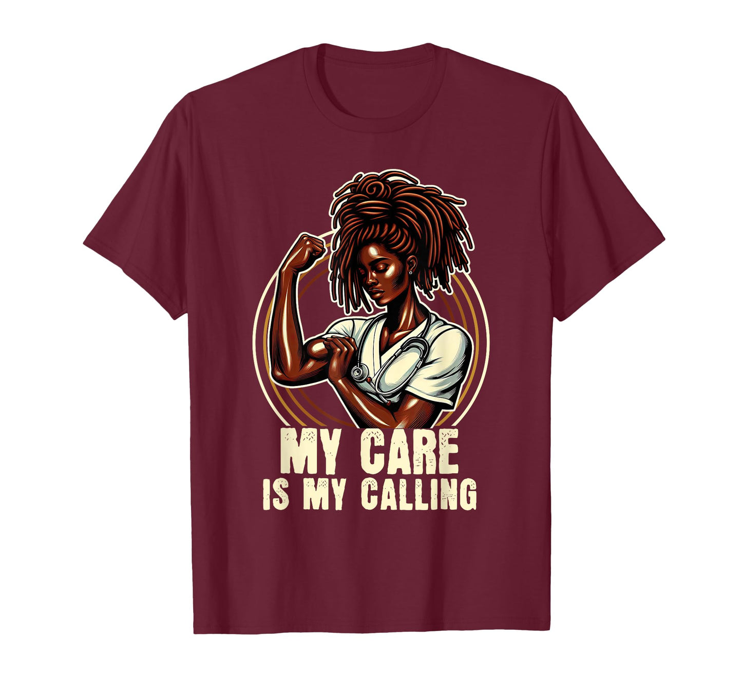 African American Locs Nurse Black Melanated Nursing T-Shirt