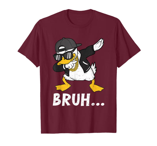 Funny Dabbing Duck Bruh Bro Dab Meme Humor Rubber Teens Boys T-Shirt