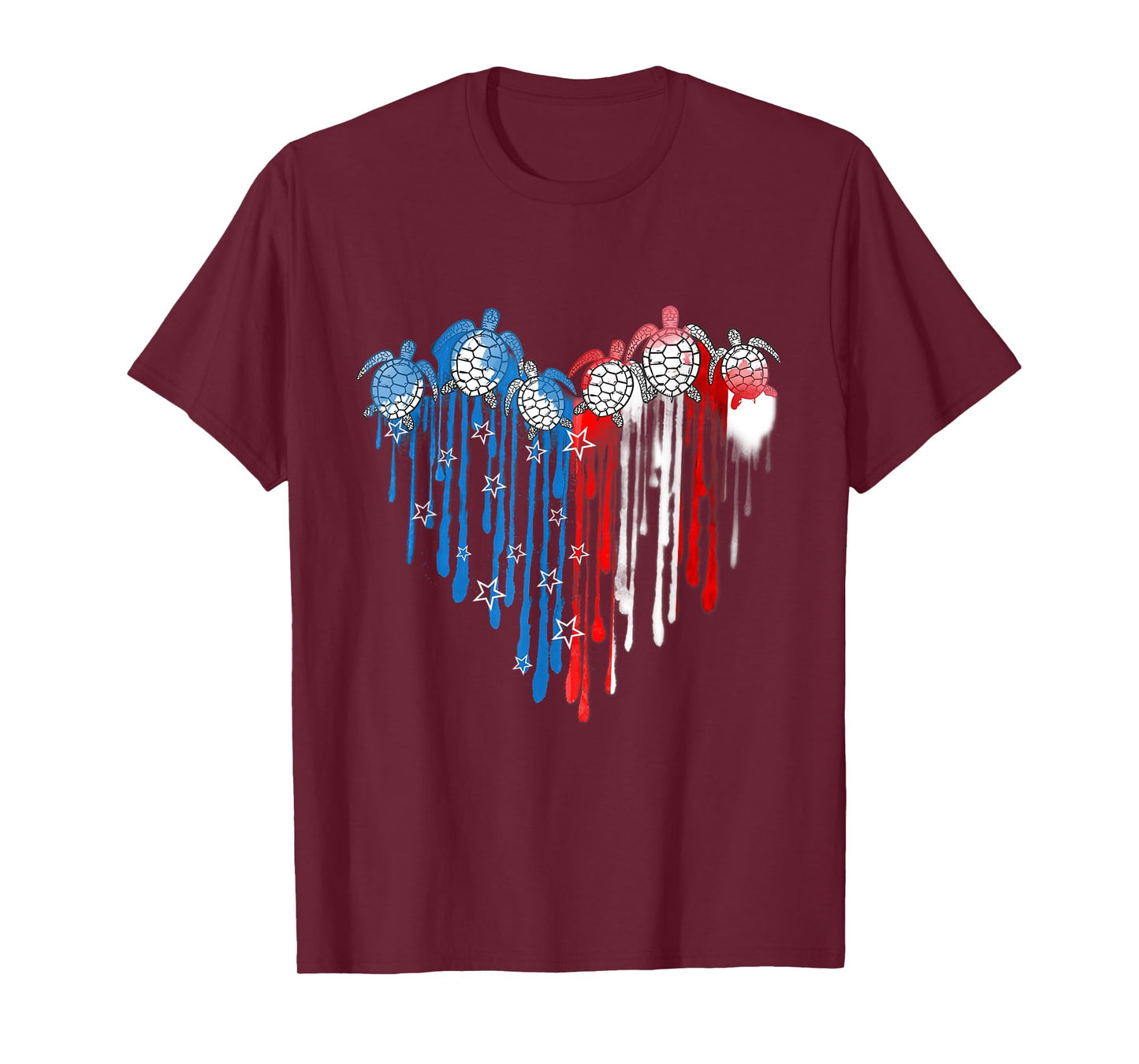 Turtles USA Flag Stars Stripes 4th of July Independence Day T-Shirt