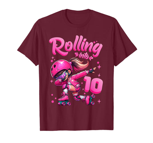 Roller Skating Girl Birthday Kids 10th Birthday Party tee T-Shirt
