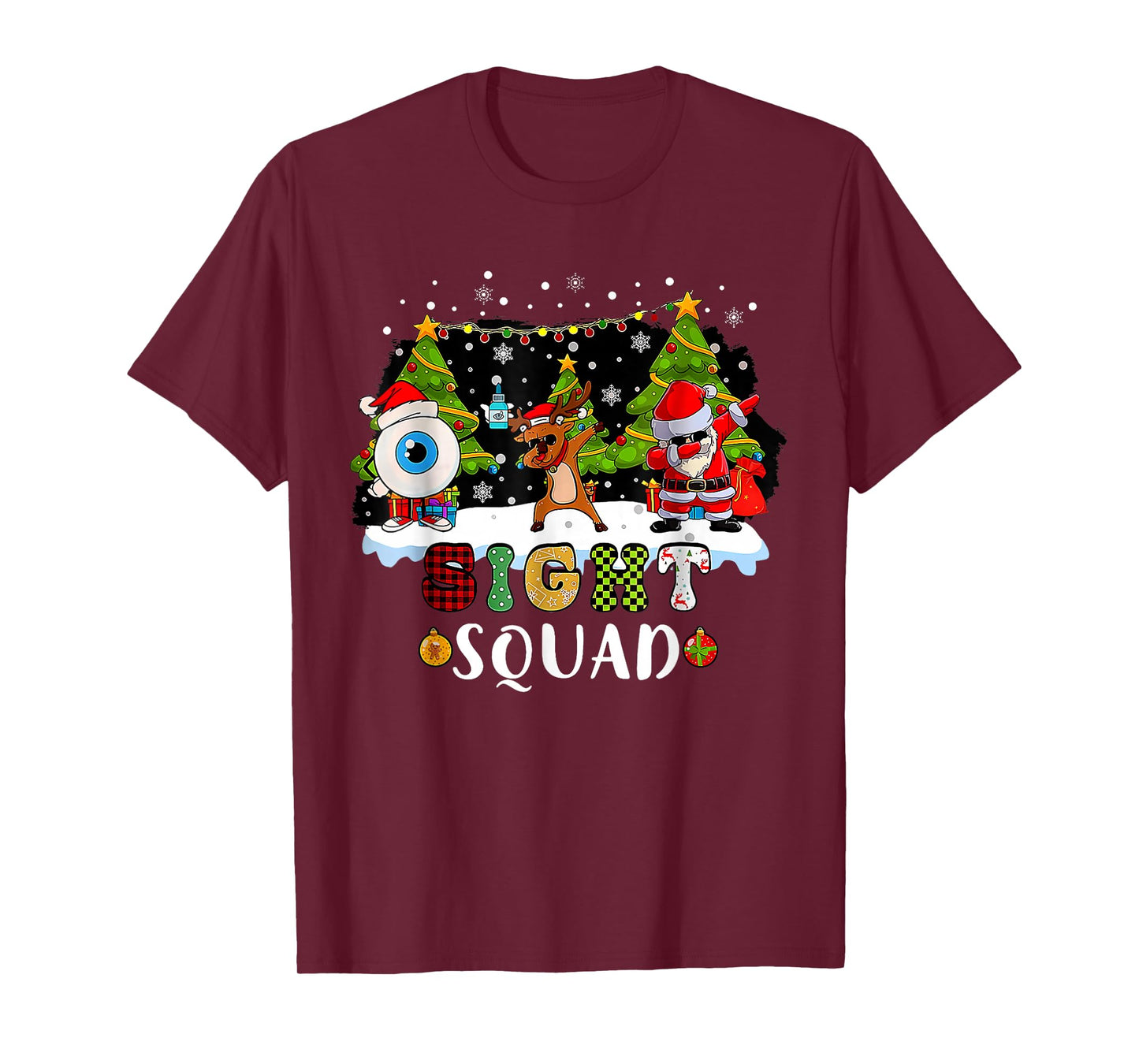 Christmas Sight Squad Santa Reindeer Dabbing Optometrist T-Shirt