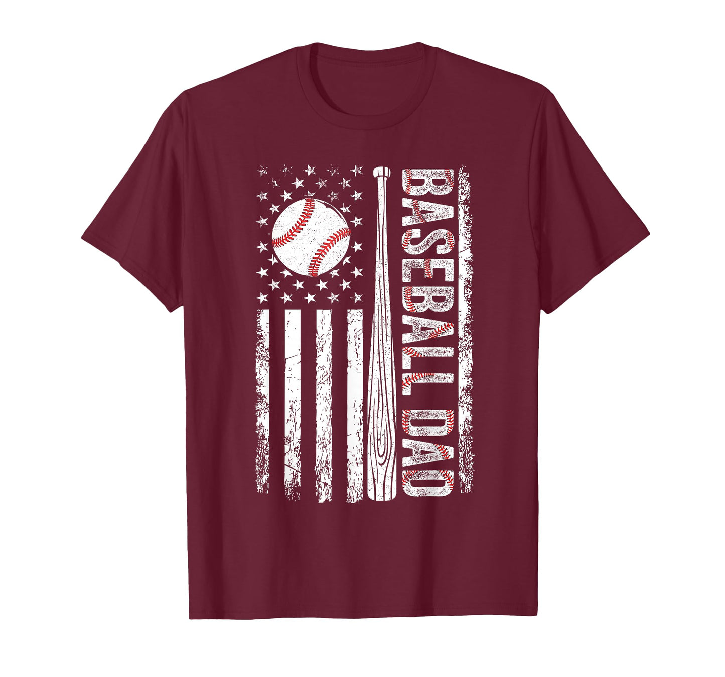 Baseball Dad American Flag Patriotic Father's Day USA Flag T-Shirt