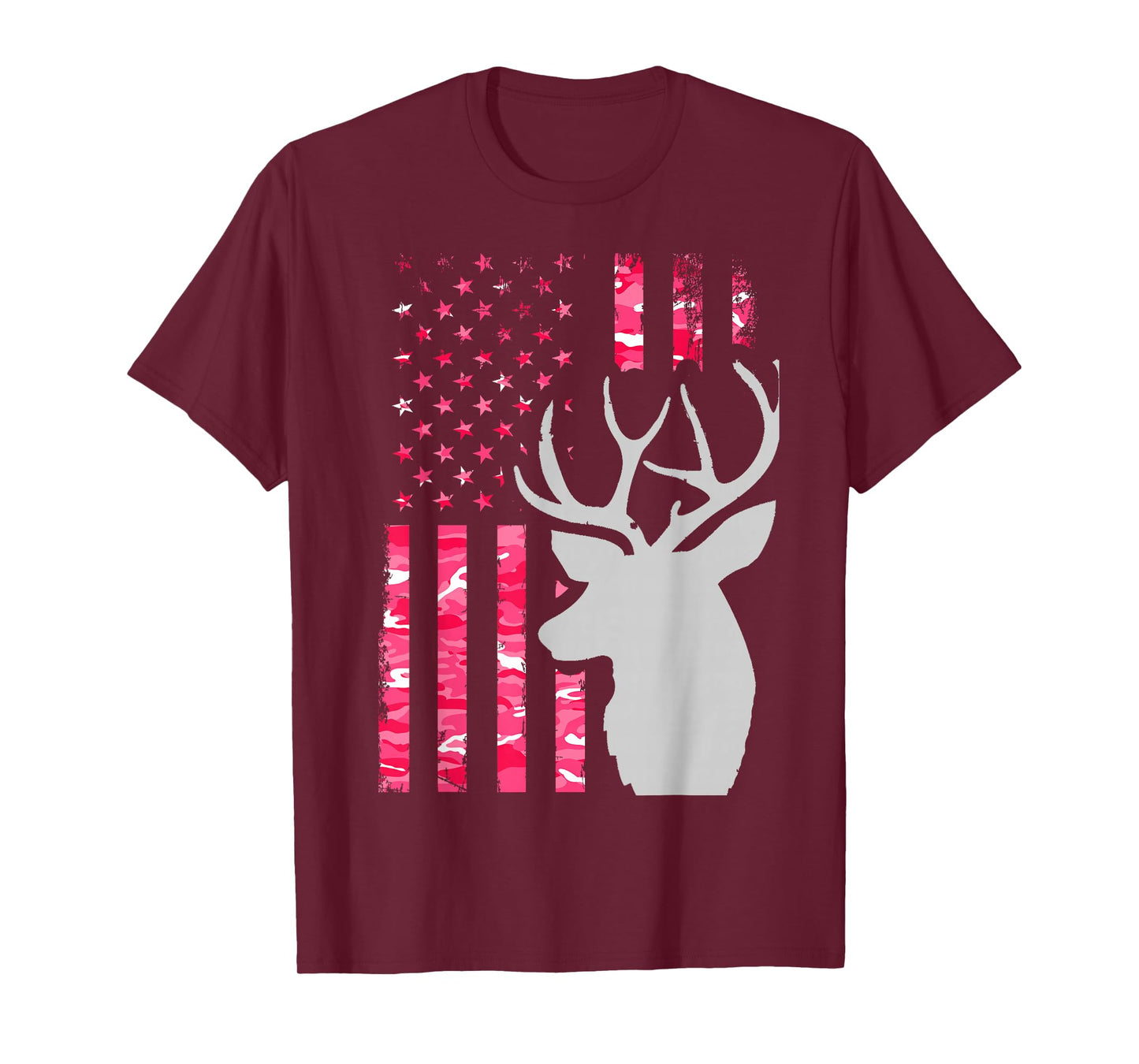 Pink Camo American Flag Camouflage Buck Hunting Shirt Women T-Shirt