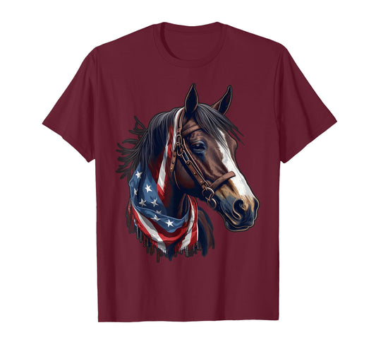 USA 4th Of July Horse on Patriotic American Horse T-Shirt