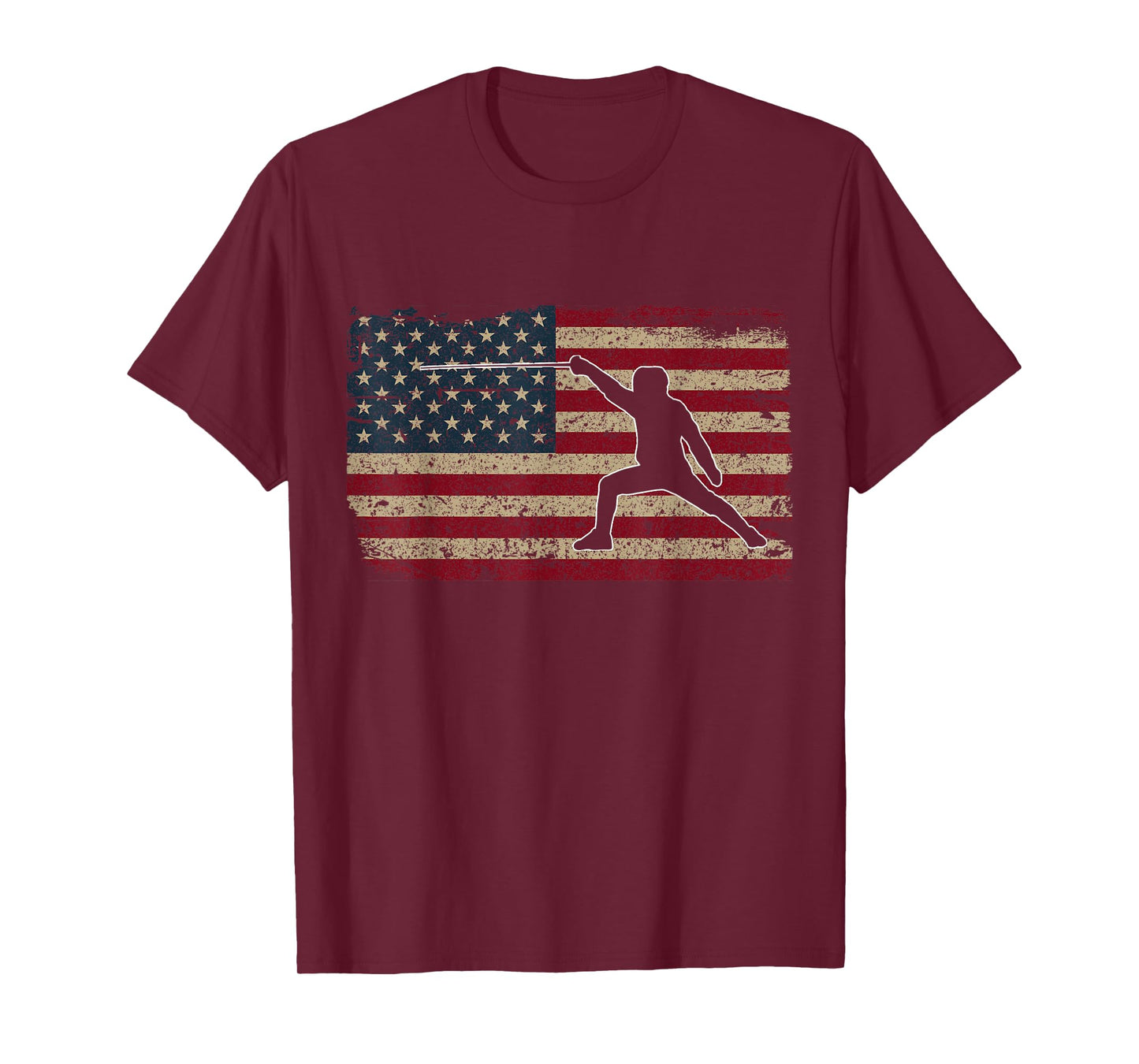 Fencer American Flag T-Shirt I Proud Fencing Gift Idea T-Shirt