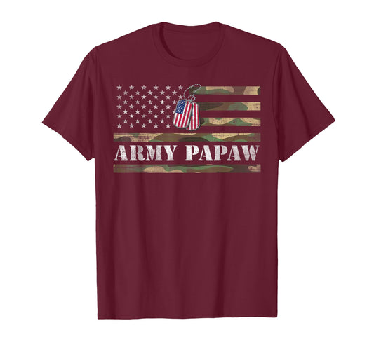 Army Papaw With American Flag Camo Gift For Veteran Day T-Shirt
