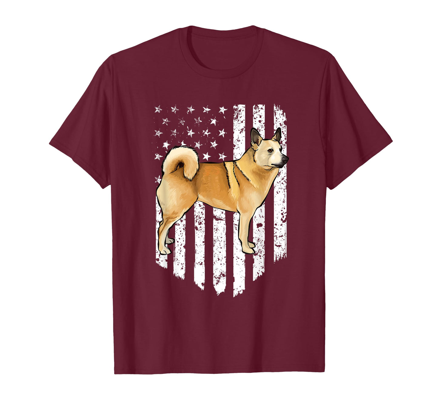 Black White American Flag Norwegian Buhund 4th Of July USA T-Shirt