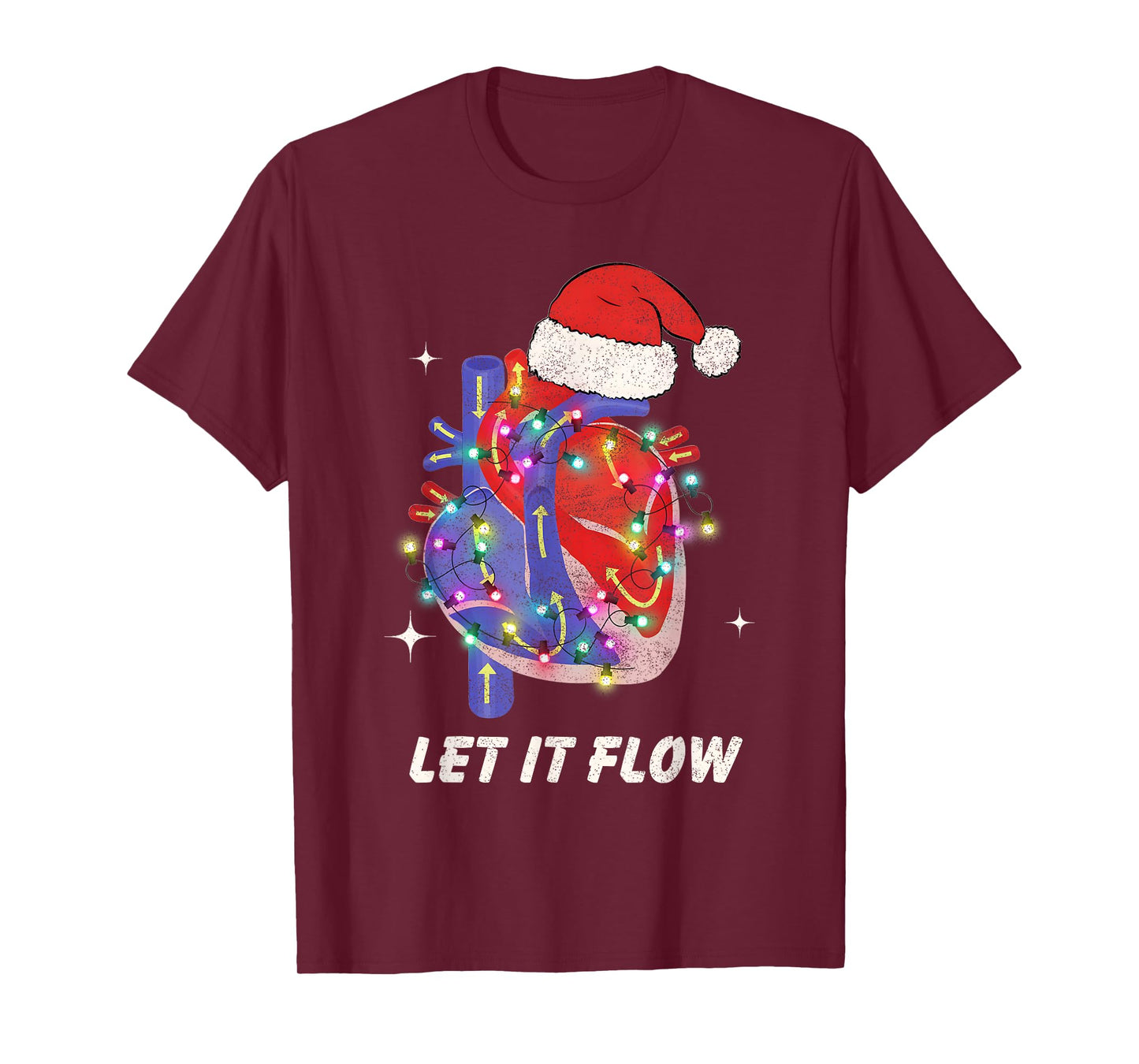 Christmas Cardiac Nurse Heart Anatomy CCU Nurse Xmas Cath L T-Shirt