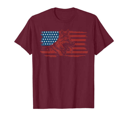 German Shepherd Dog American Flag Patriotic K-9 Unit Gift T-Shirt