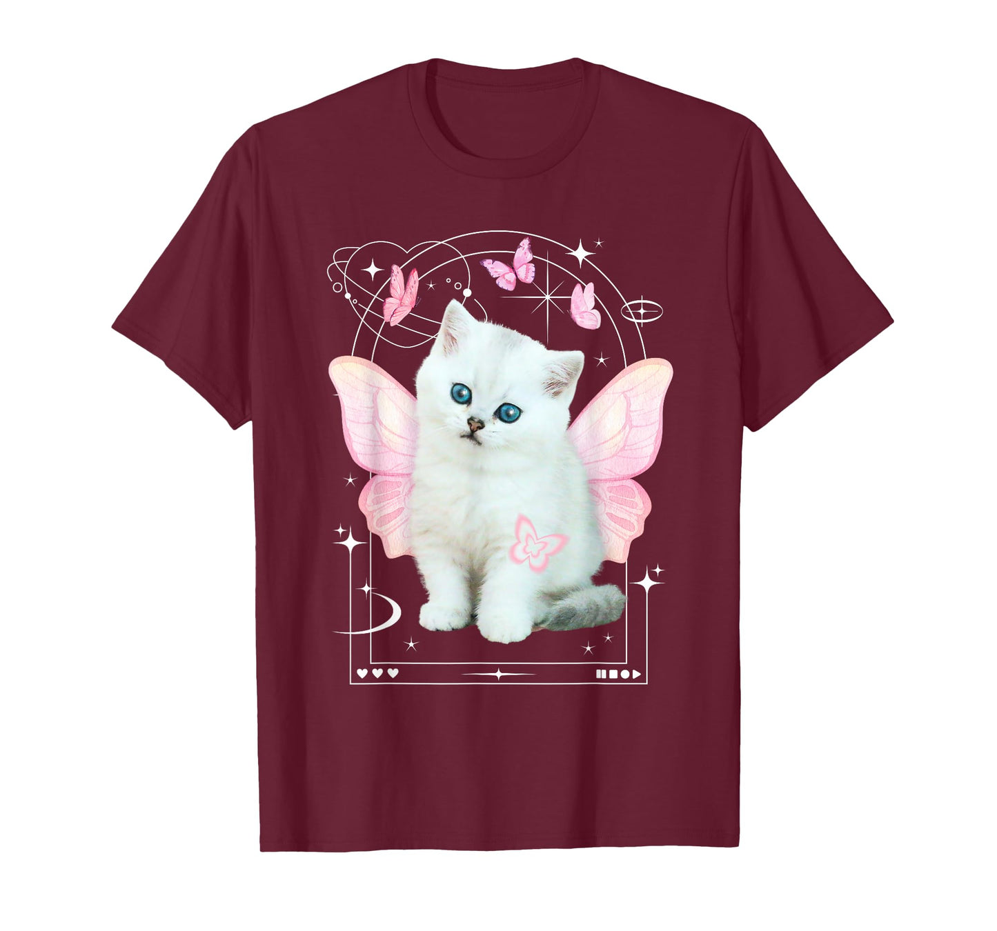 Cute y2k Aesthetic Cat Butterfly Fairy Cyber 2000s Graphic T-Shirt
