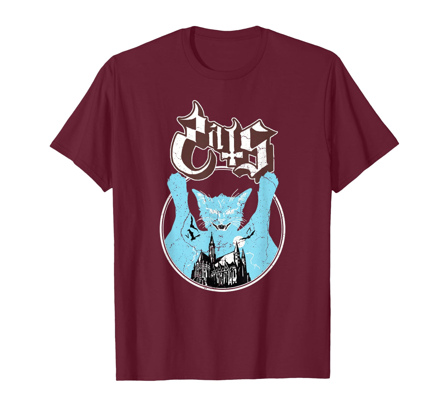 Ghost Vintage Halloween Meow Cat Friend Rock Ghost T-Shirt