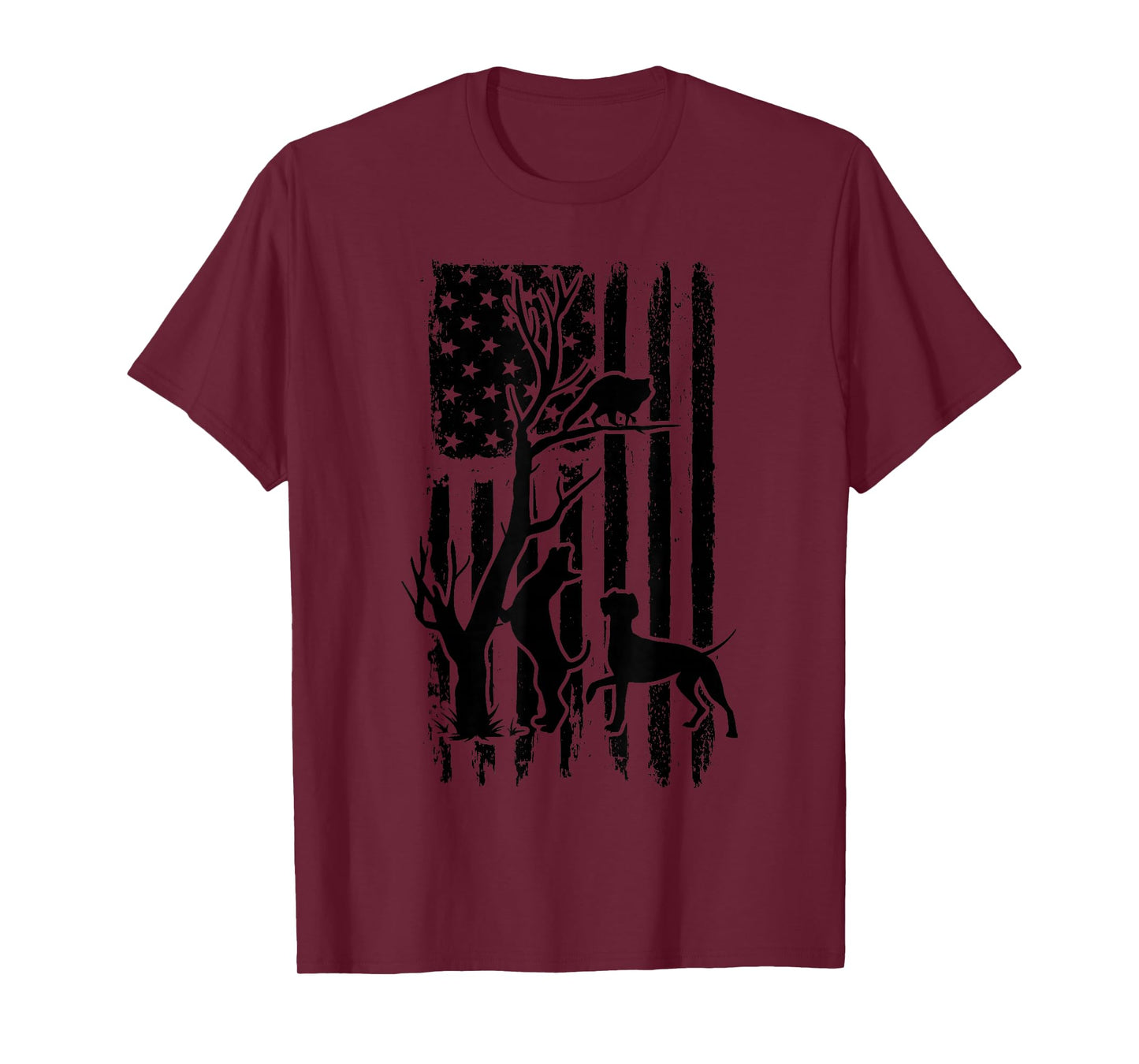 Dog Lover Apparel Co. Patriotic Coonhunter USA Flag Hunting Dog Coon Hound T-Shirt, Small, Grey