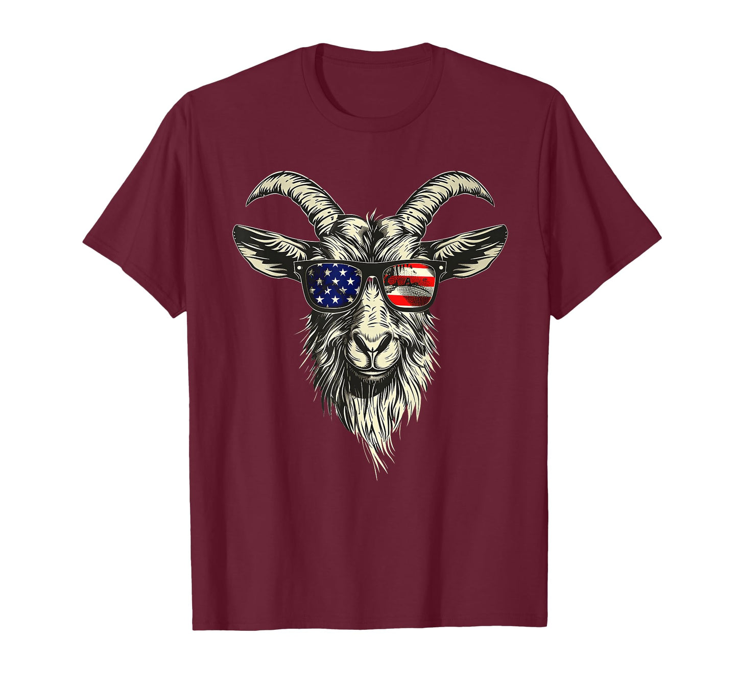 Cool Goat with Sunglasses and USA Flag T-Shirt