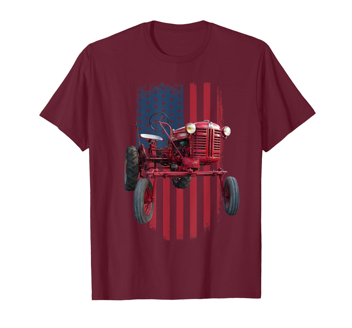 Patriotic Vintage Cub Farm Tractor American Flag USA Pride T-Shirt for Women Men