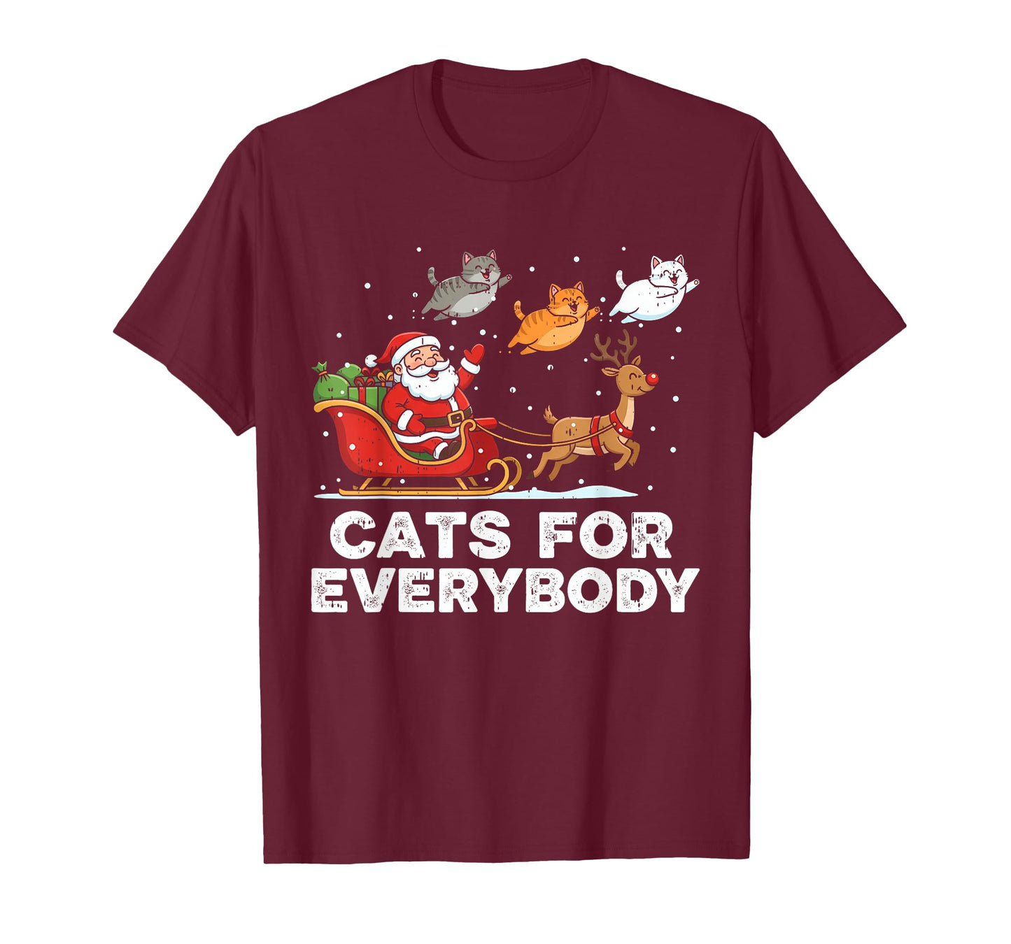 Cats for Everybody Christmas Cats Funny Santa Sleigh Xmas T-Shirt