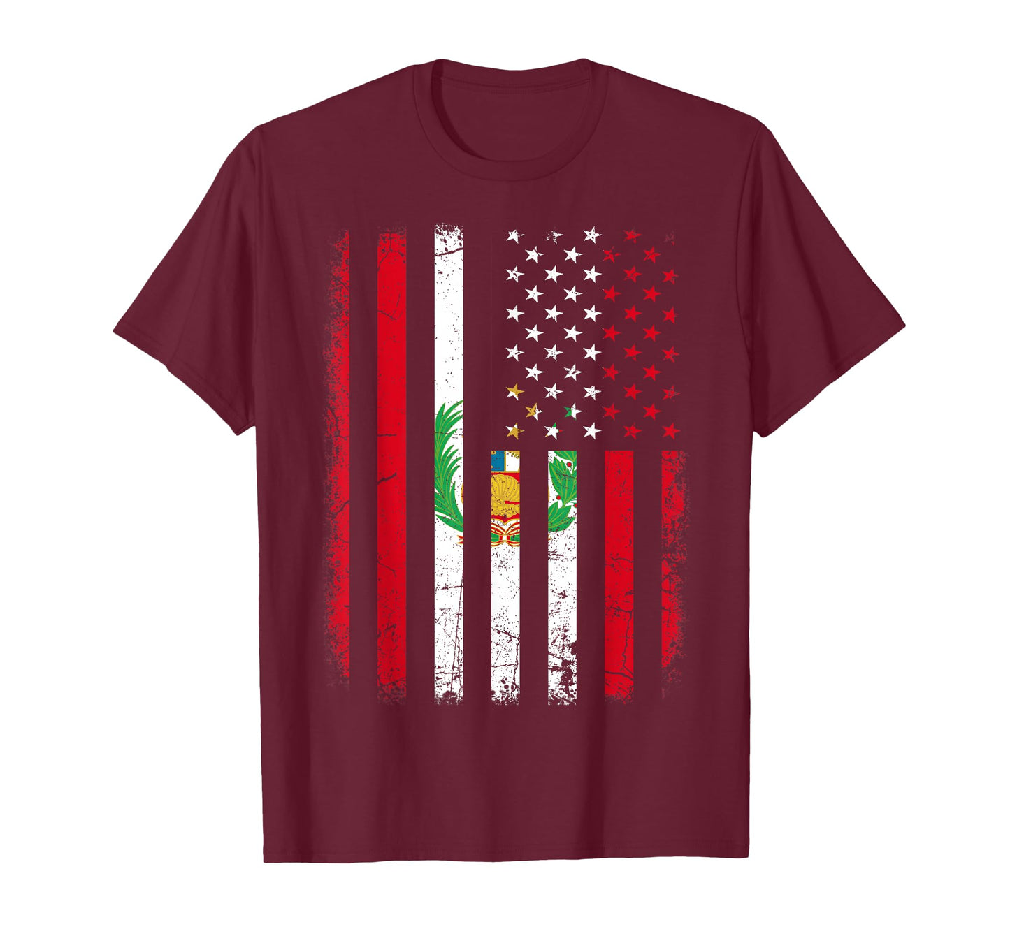 Peruvian American Flag Peruvian Roots Peru America T-Shirt Small