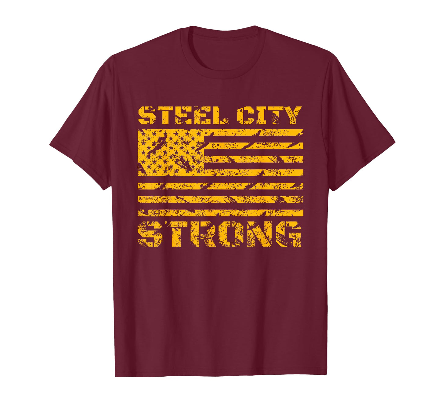 Pittsburgh Steel City Strong American Flag Vintage T-Shirt