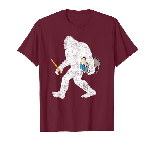 Bigfoot Sasquatch Carrying Drum T Shirt Drumsticks Gifts T-Shirt