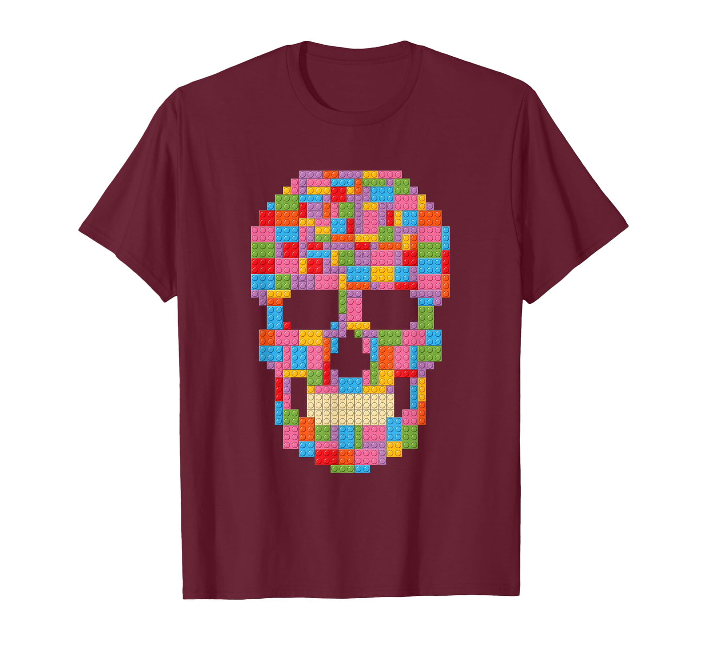 Skull Block Builder Bricks Halloween Skeleton Master Builder T-Shirt