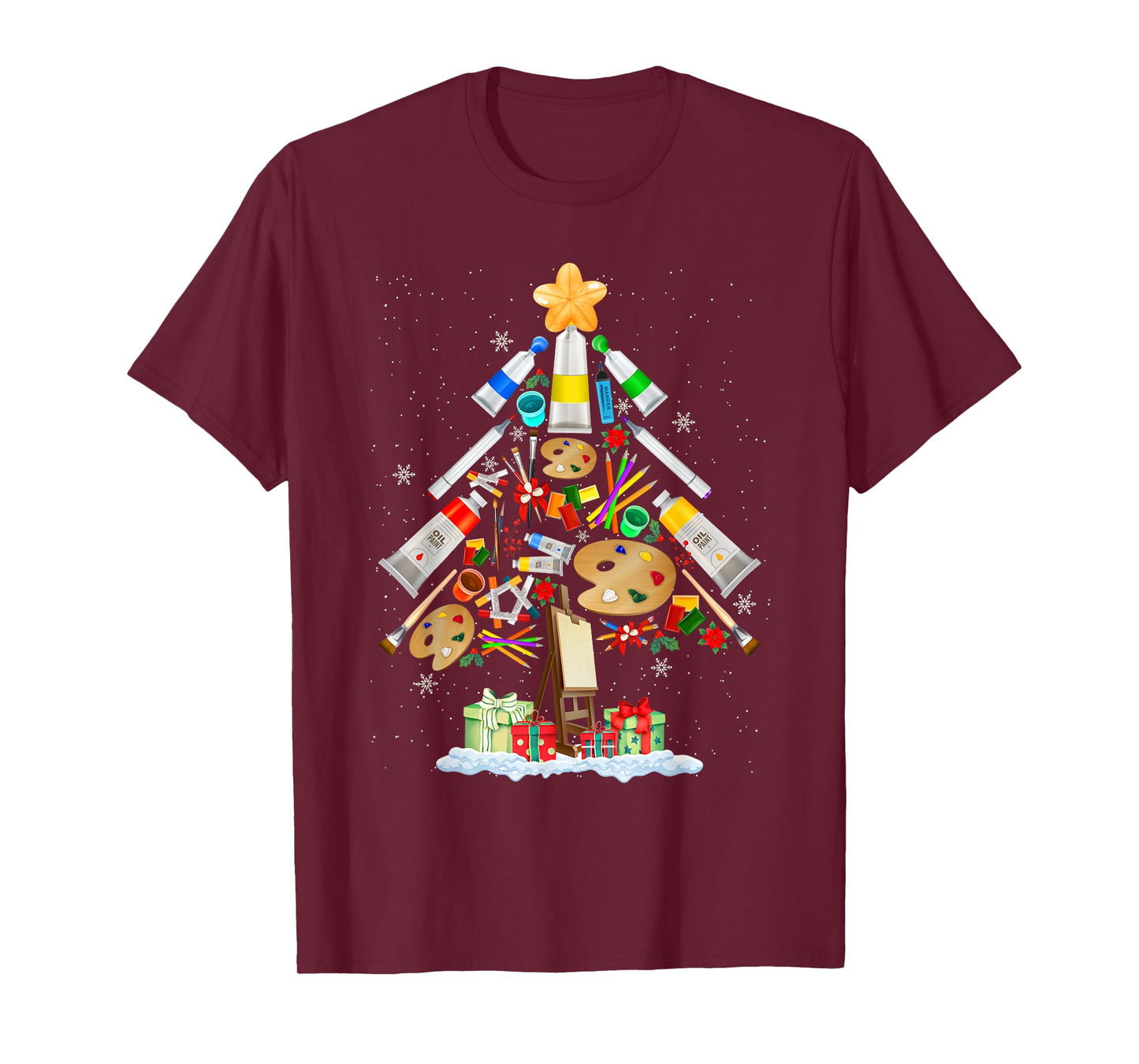 Art Christmas Tree Merry Christmas Artist Art Teacher T-Shirt