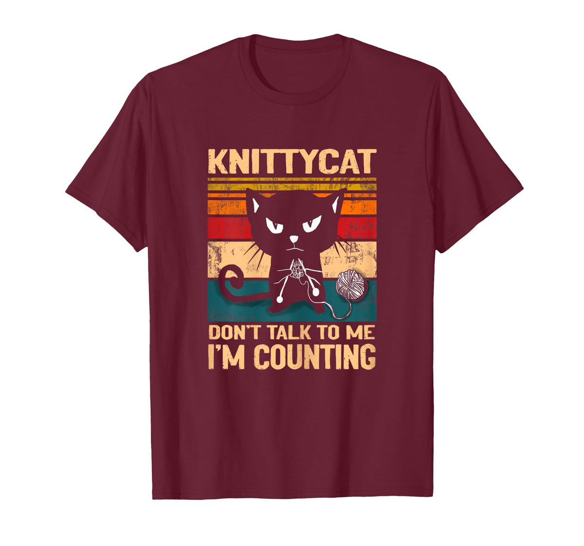Black Cat Dont talk to me I´m counting Knitting Lover Knit T-Shirt for Women