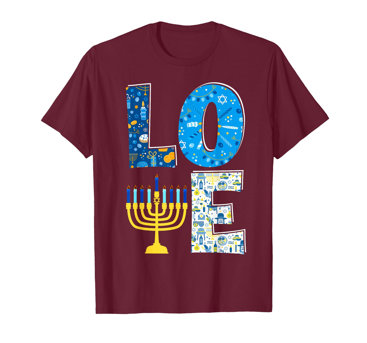 Love Cute Hanukkah Decoration Menorah Pajama Matching Family T-Shirt