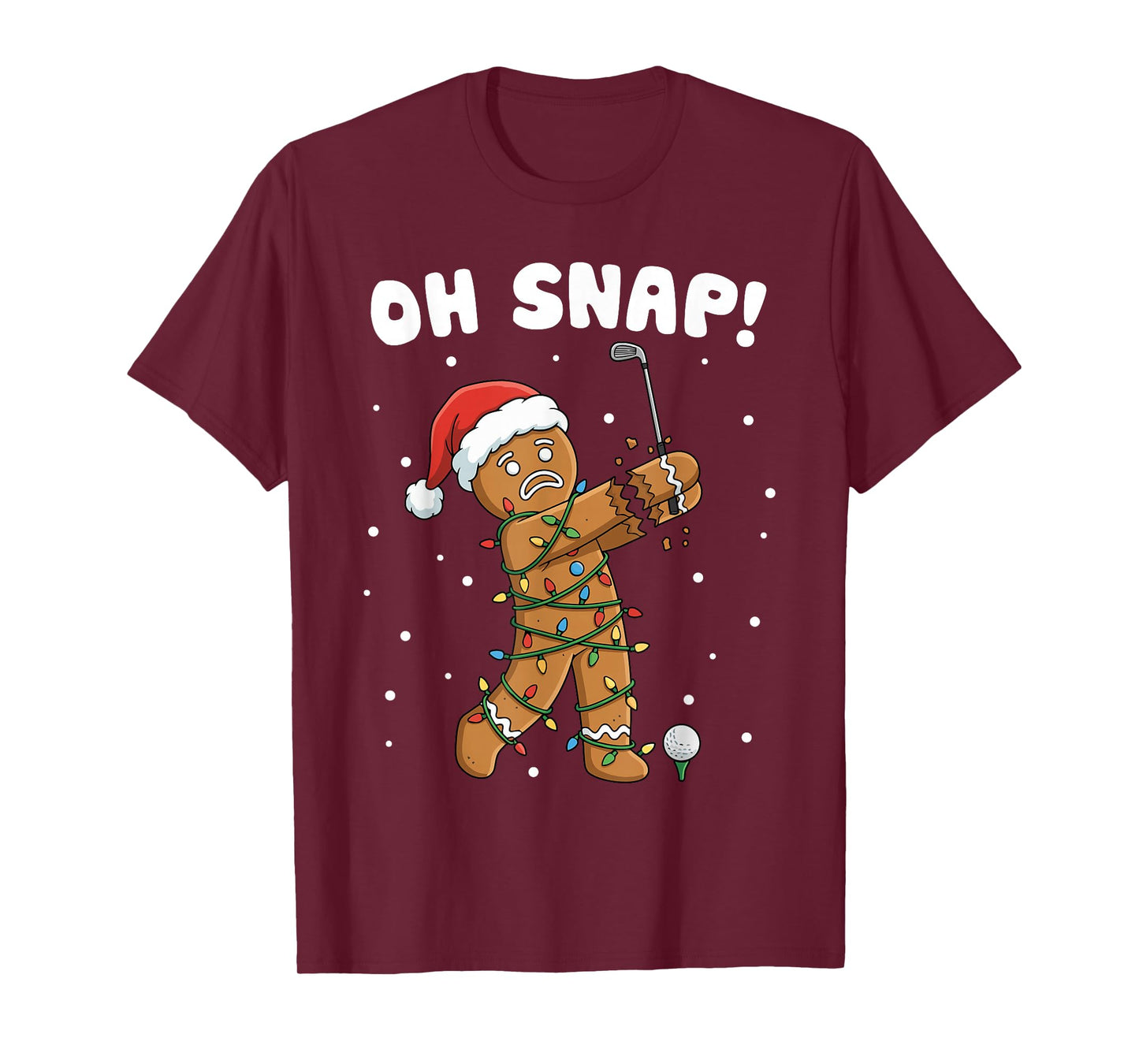 Christmas Gingerbread Oh Snap Cookie Xmas Golfer Golf Player T-Shirt