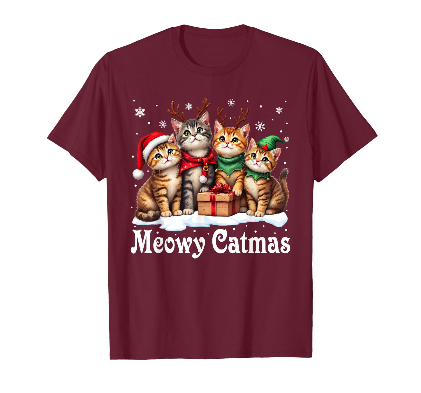 Cat Cats Christmas Pajamas Men Women Boys Girls Meowy Catmas T-Shirt