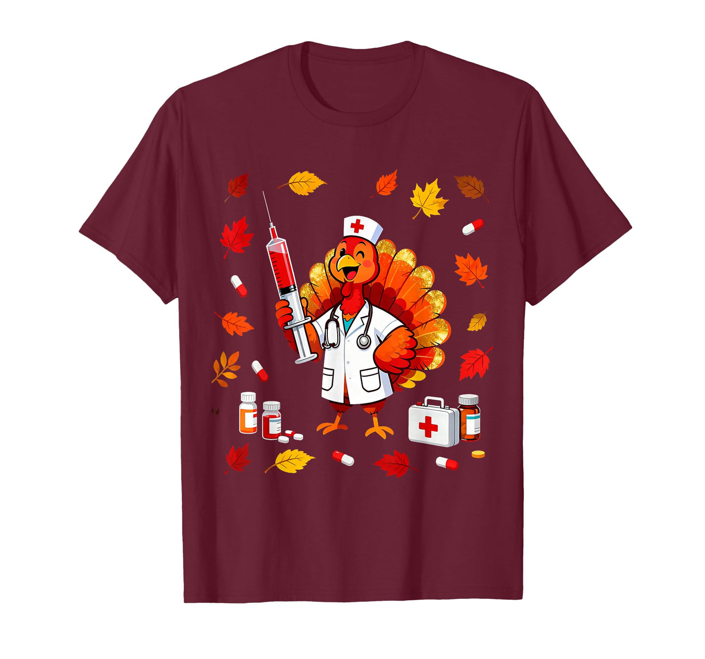 CNA Thankful Nurse Thanksgiving ER Turkey Medical Healthcare T-Shirt