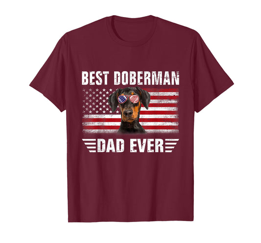 American Flag Best Doberman Dad Ever Tee Dog Dad T-Shirt