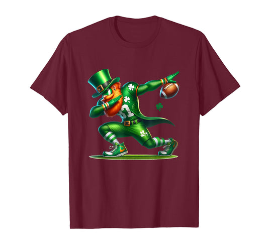 Dabbing Leprechaun Football St Patricks Day Boys Men Sports T-Shirt
