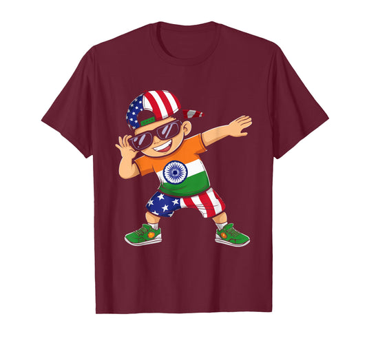 Half Indian Half American USA Flag India America T-Shirt