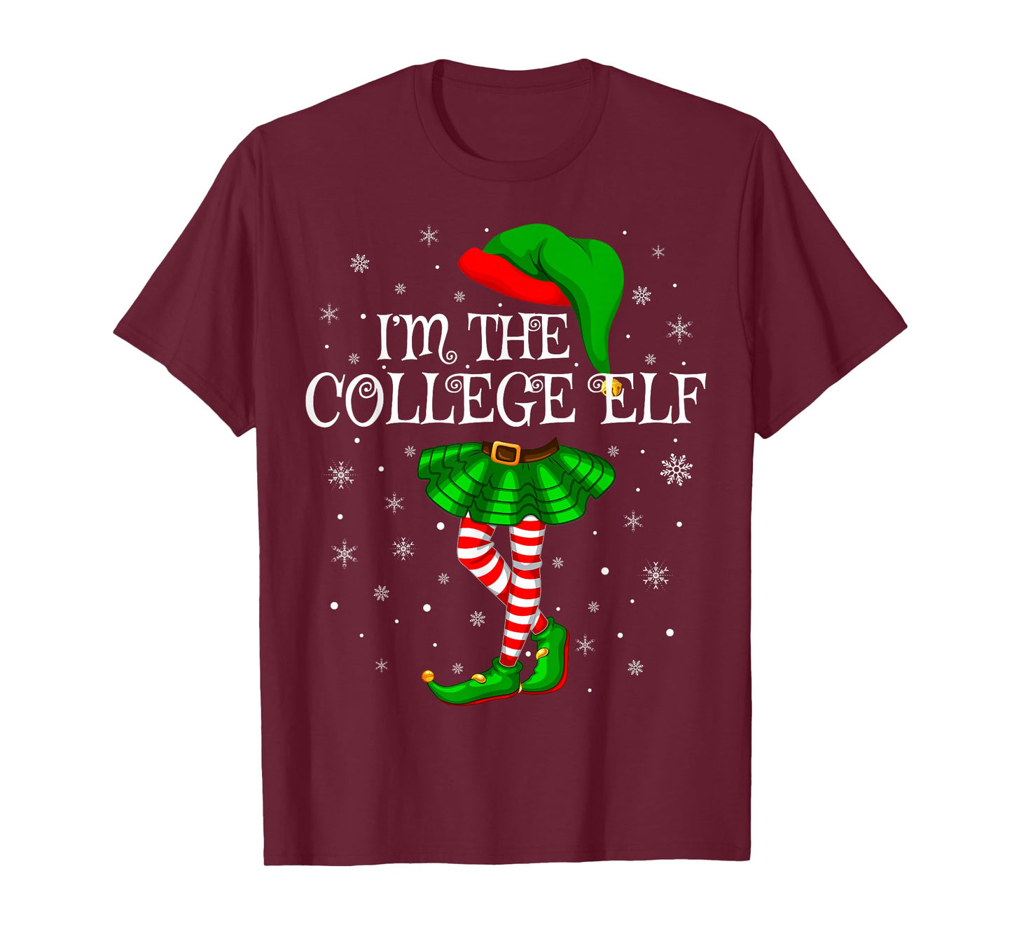 College Elf Christmas Family Group Women Girls Xmas Pajama T-Shirt