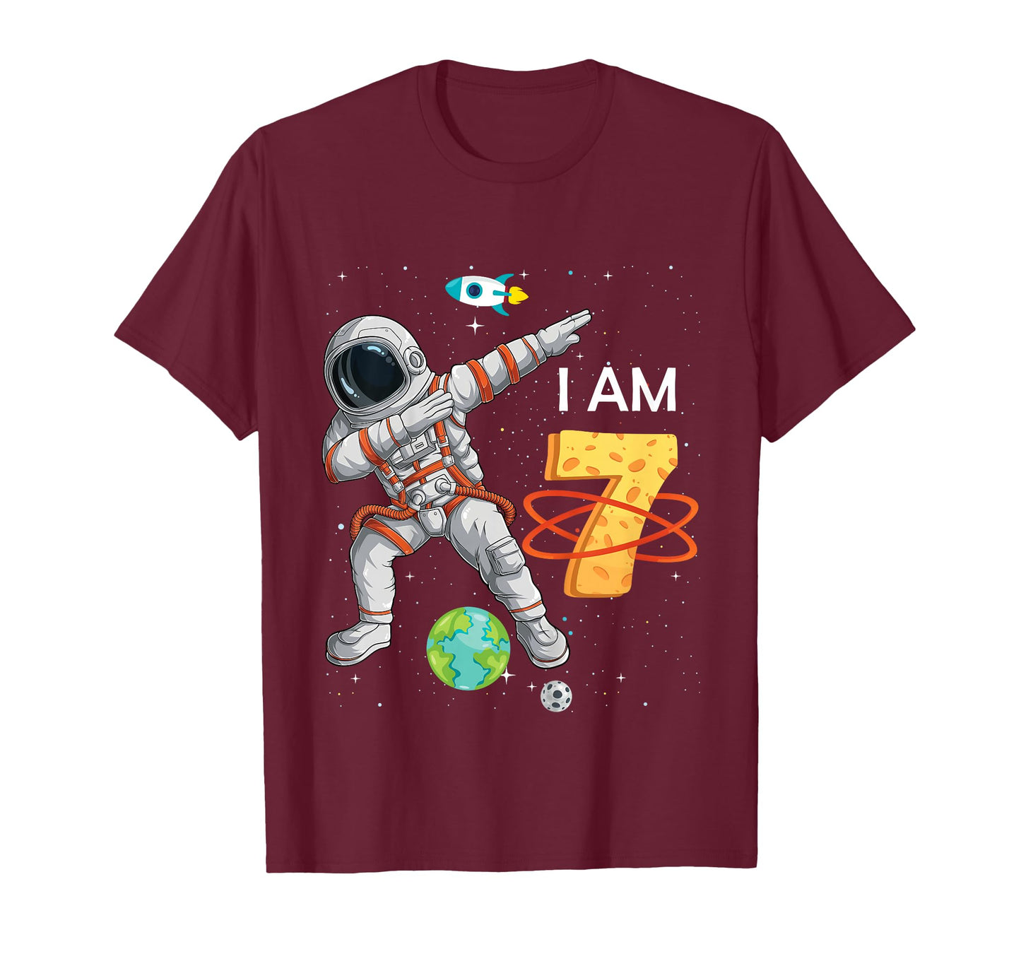 Kids Kids 7 Years Old Birthday Boy Astronaut Space 7th B-Day T-Shirt