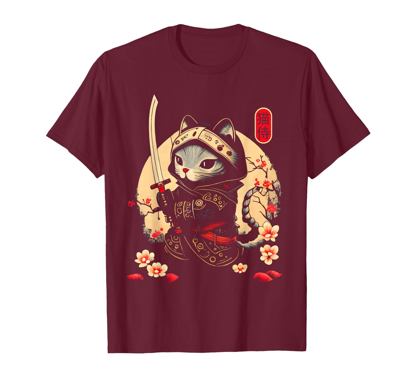Japanese Samurai Cat Tattoo, Kawaii Ninja Cat T-Shirt