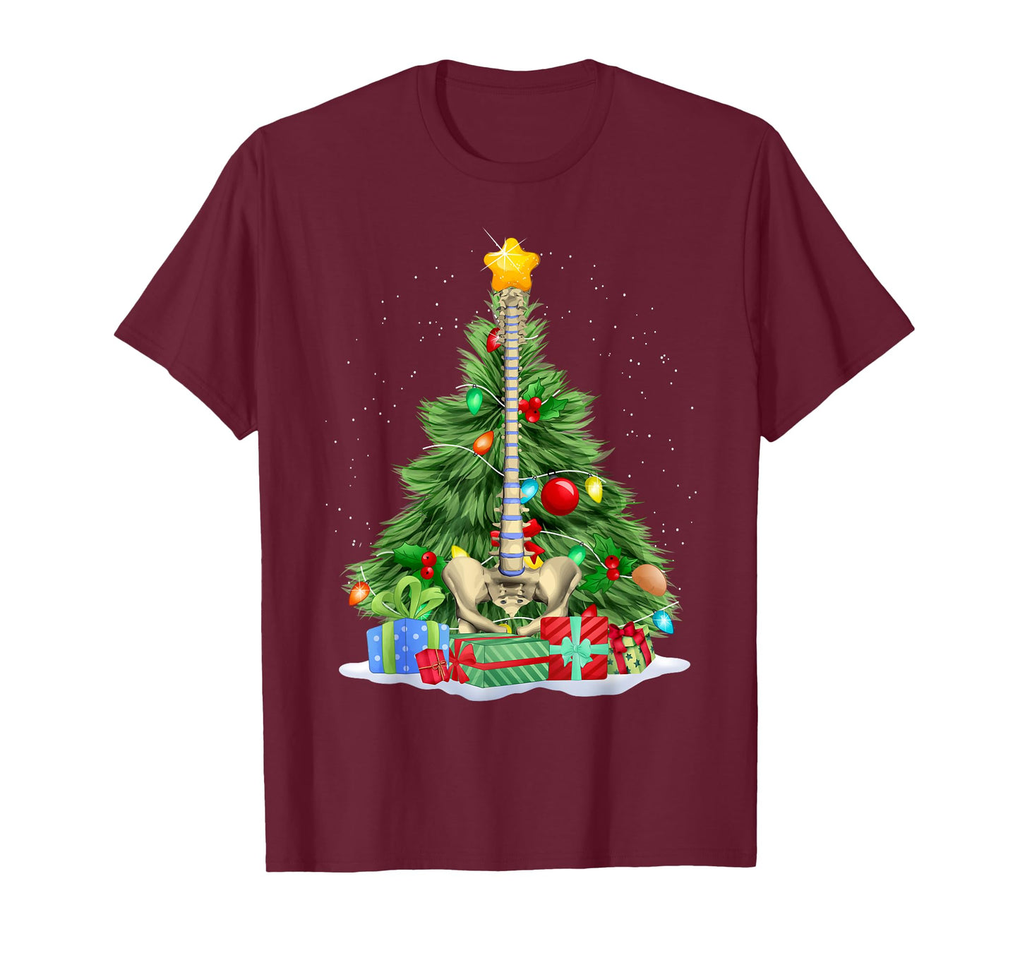 Chiropractic Spine Tree Chiropractic Anatomy Bone Christmas T-Shirt