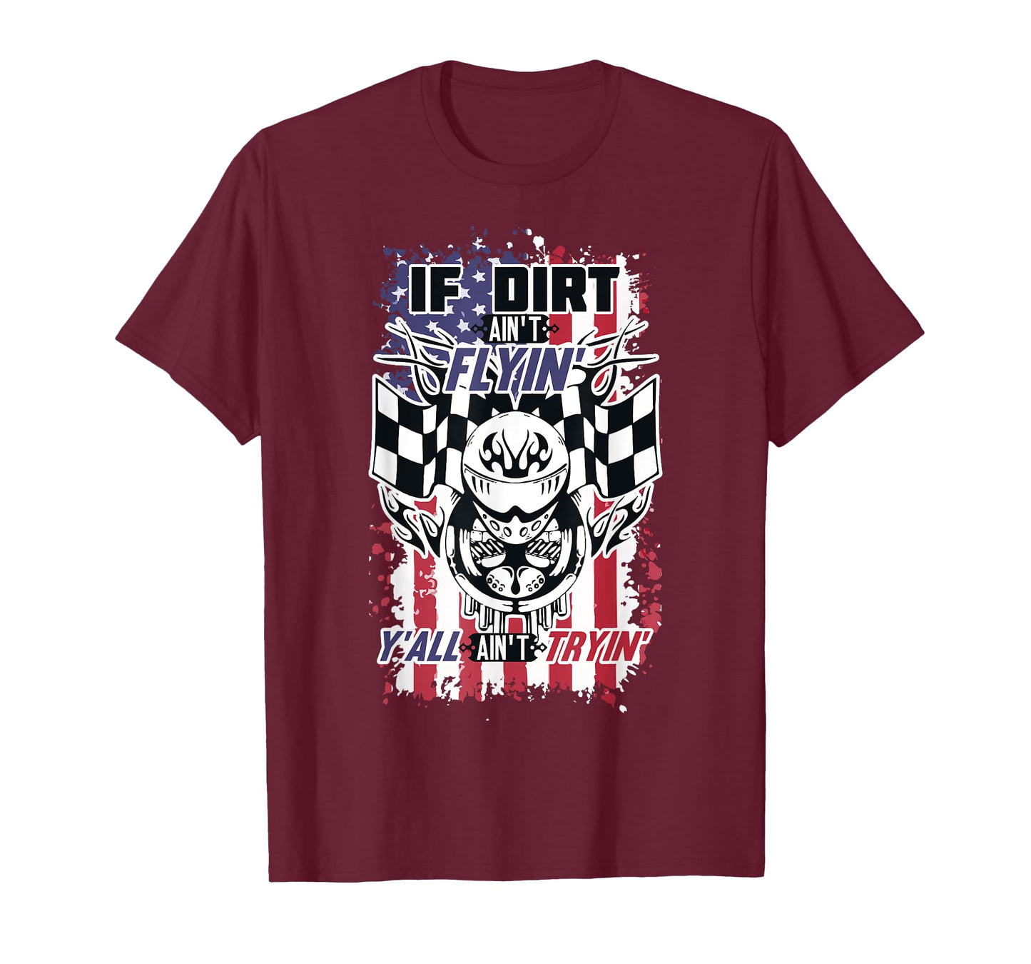 Patriotic Dirt Track, Motocross & Stock Car Racing T-Shirt T-Shirt