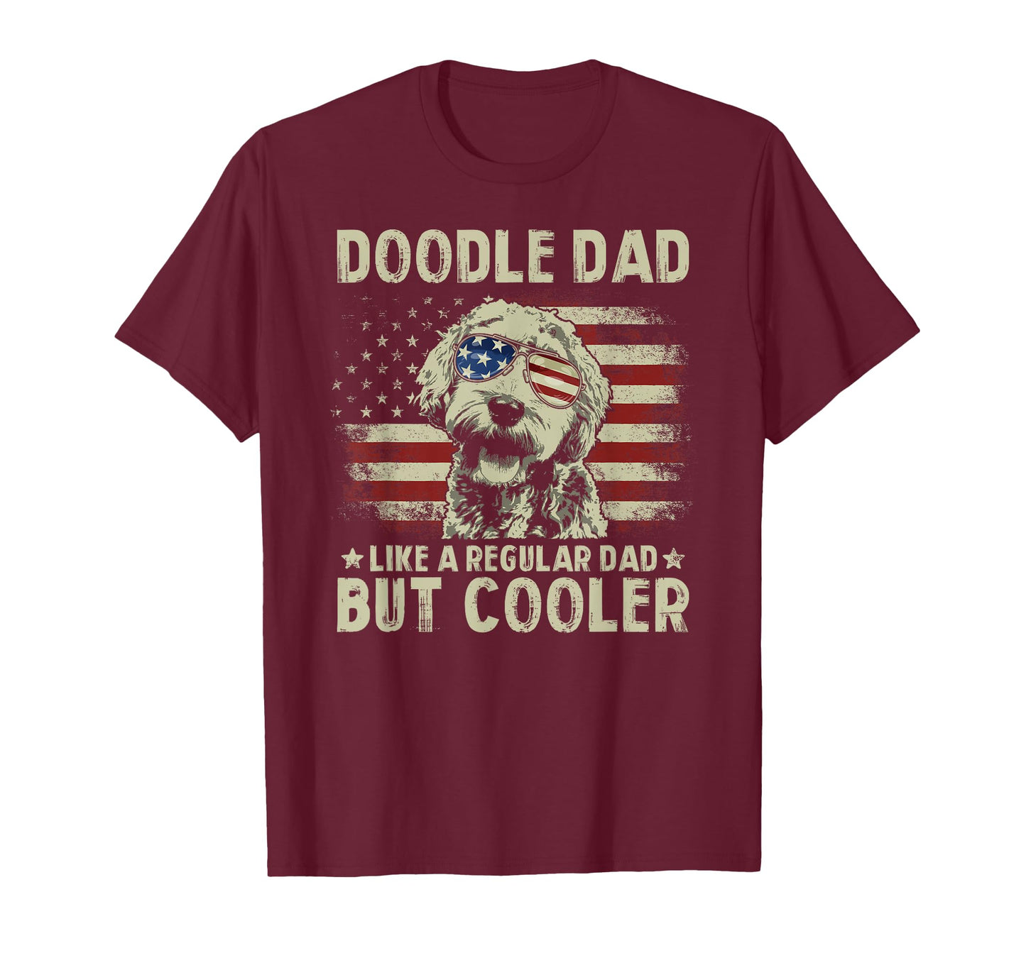 Vintage USA Flag Goldendoodle Doodle Dad Fathers Day Men T-Shirt