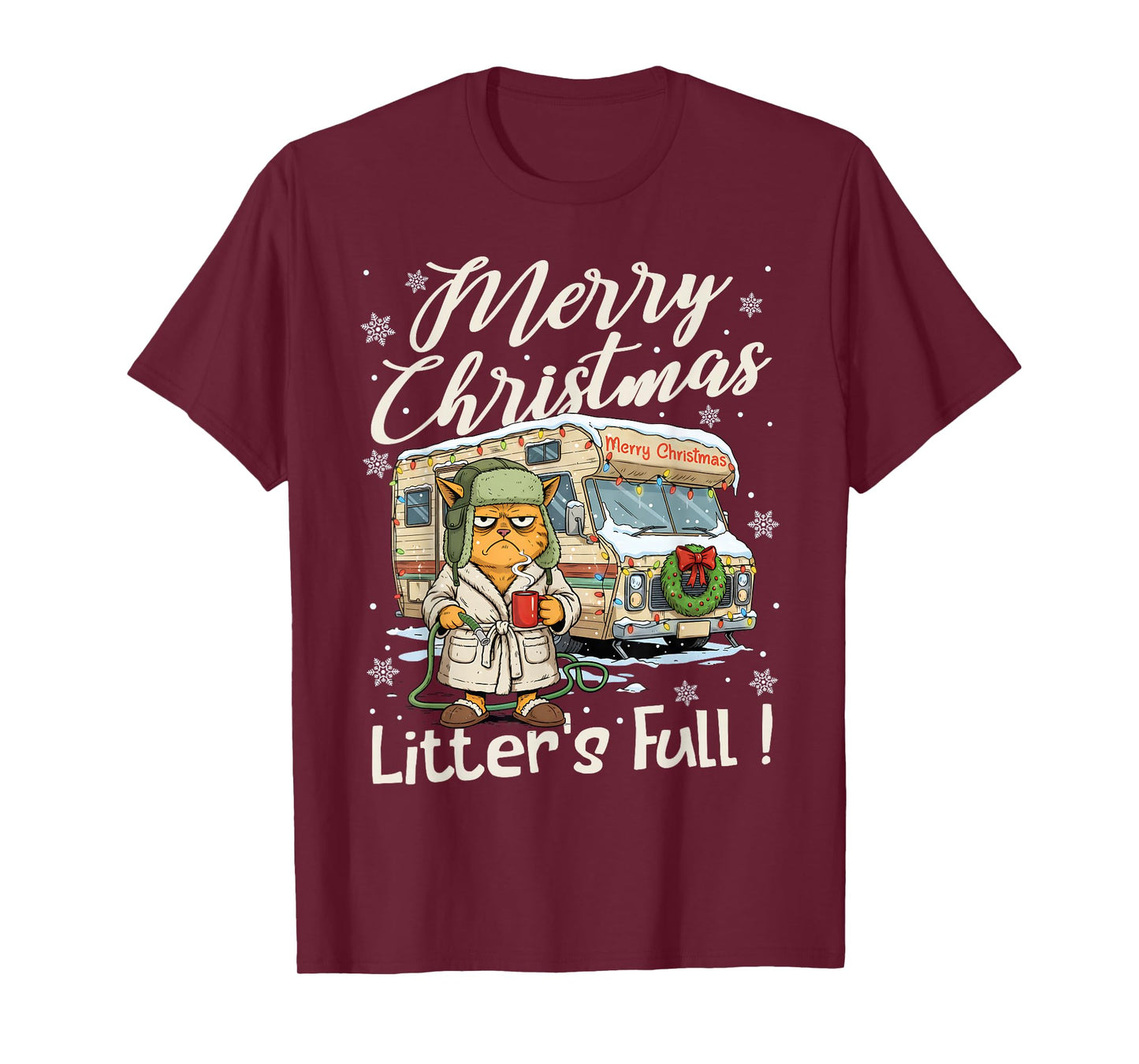 Litter's Full Funny Cat Parody Outfit Sarcastic Christmas T-Shirt