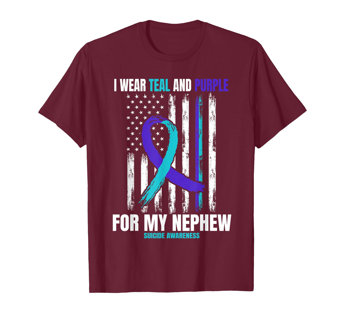 Suicide Awareness Prevention Women Men Nephew American Flag T-Shirt