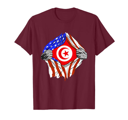 Tunisia America USA Chest Tunisian Pride Tunisian Flag T-Shirt