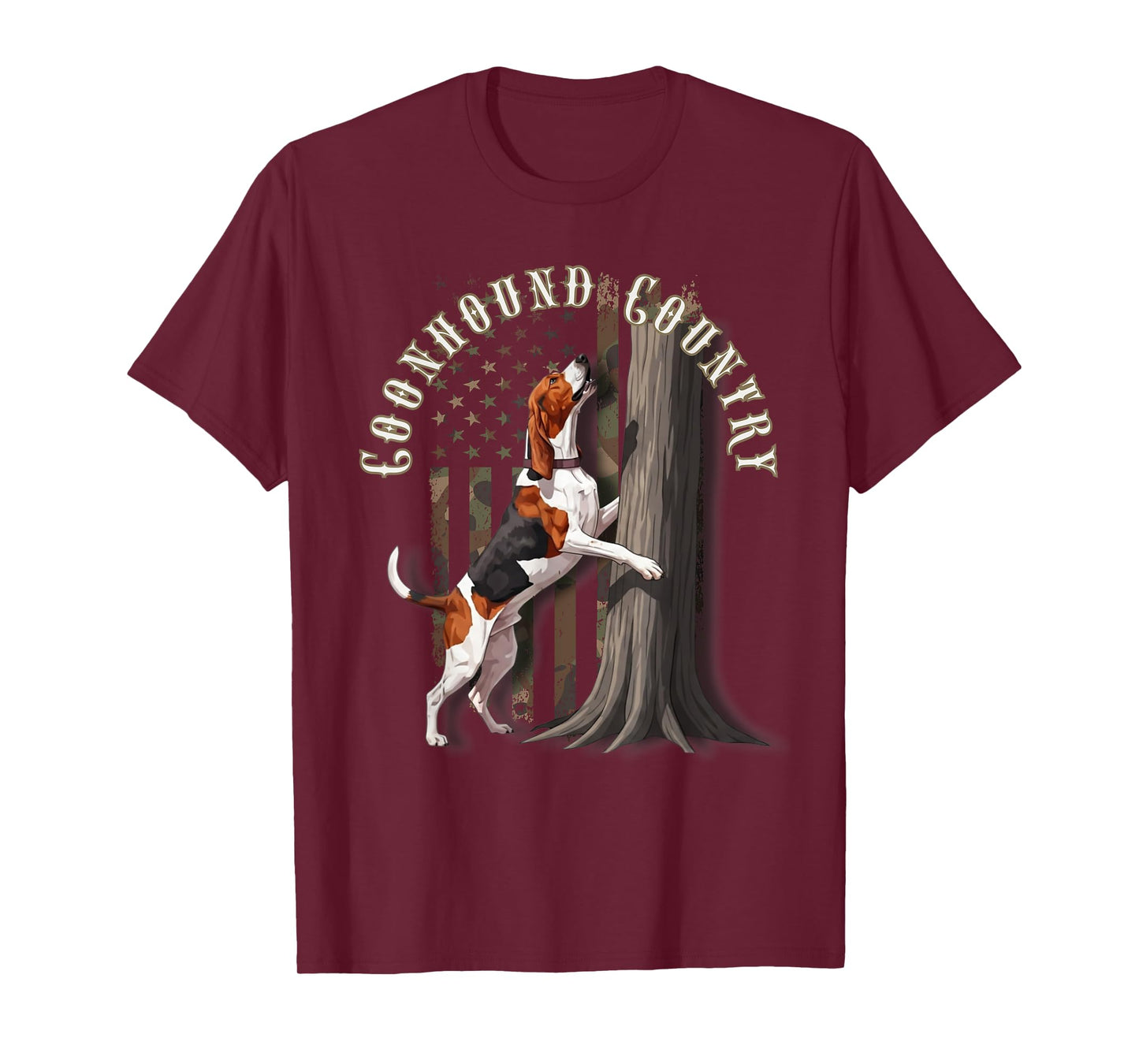 Camo Flag Treeing Walker Coonhound Dog: Coonhound Country T-Shirt