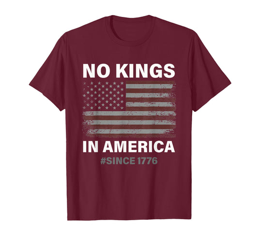 No Kings in America Since 1776 Vintage USA Flag No Kings T-Shirt
