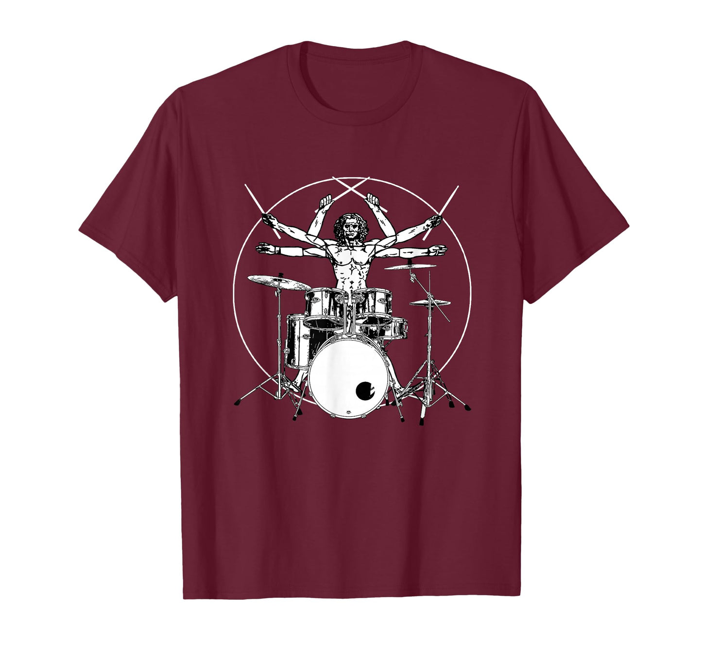 Drums Gift Drum Da Vinci Vitruvian Man T-Shirt