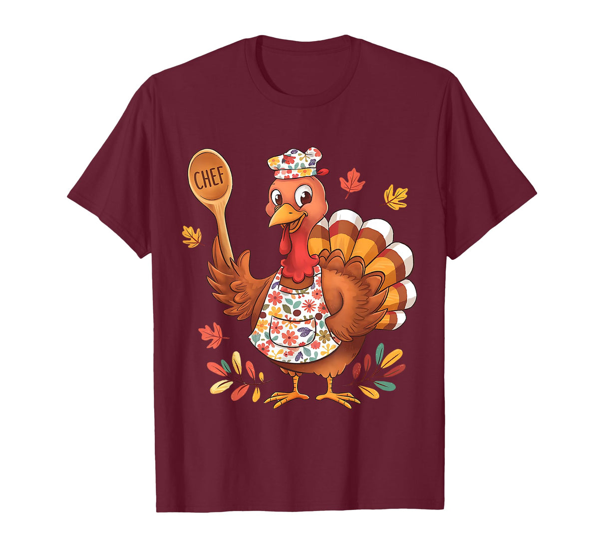 Funny Thanksgiving Chef Turkey Cute Fall Cooking Design T-Shirt