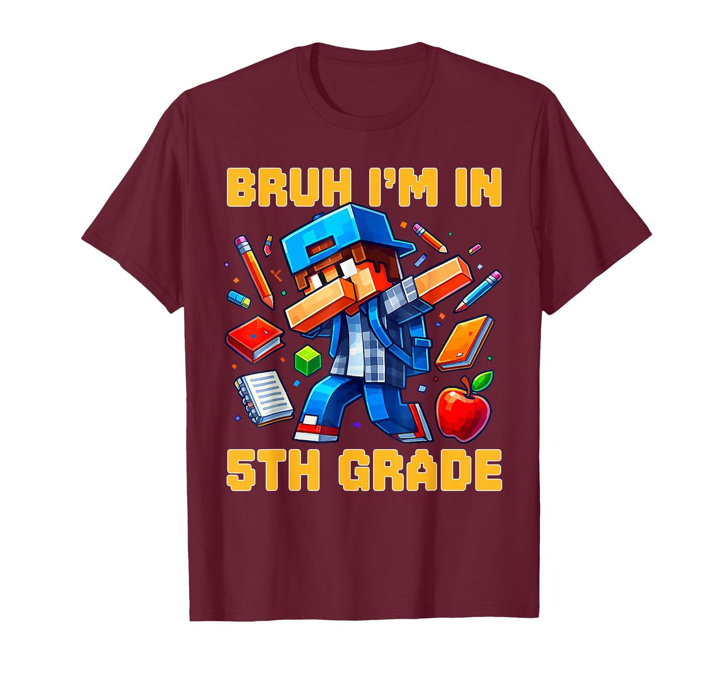 Bruh I'm in 5th Grade Dabbing Boys Kids Gamer Back to School T-Shirt