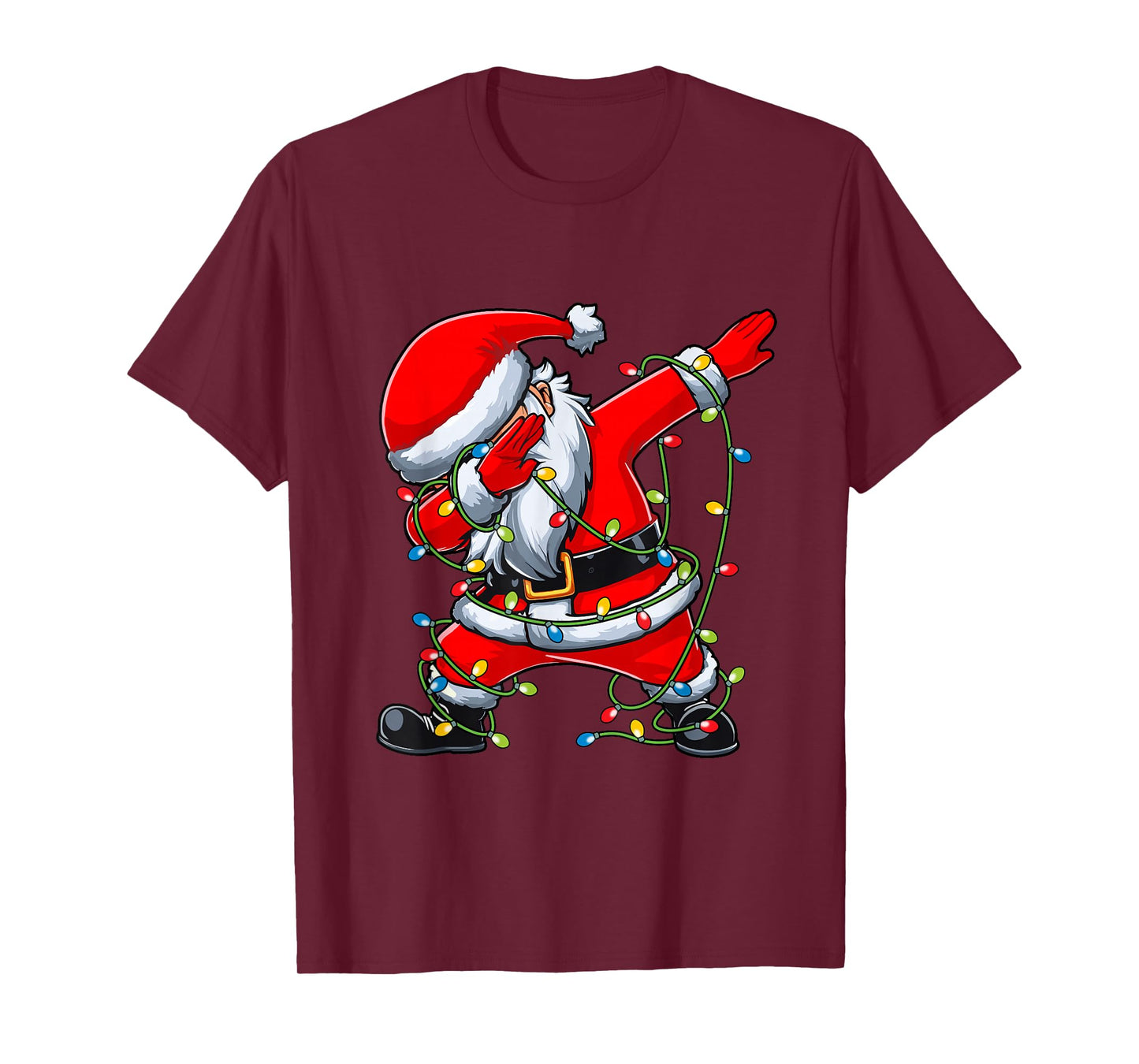 Santa Christmas Tree Lights Boys Girls Kids Dab Xmas T-Shirt
