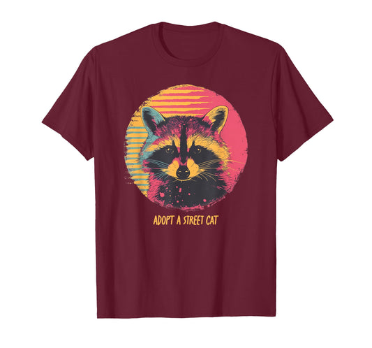 Adopt a Street Cat Raccoon Vintage Trash Panda Funny Graphic T-Shirt