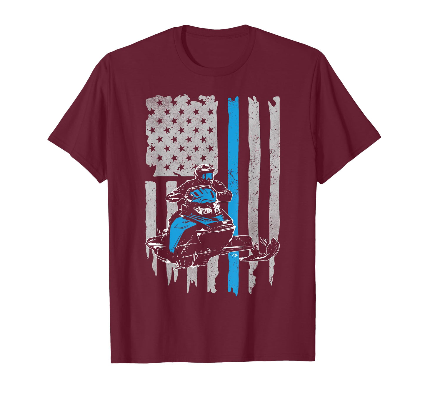 Snowmobile American Flag Vintage Snowmobile Riding T-Shirt